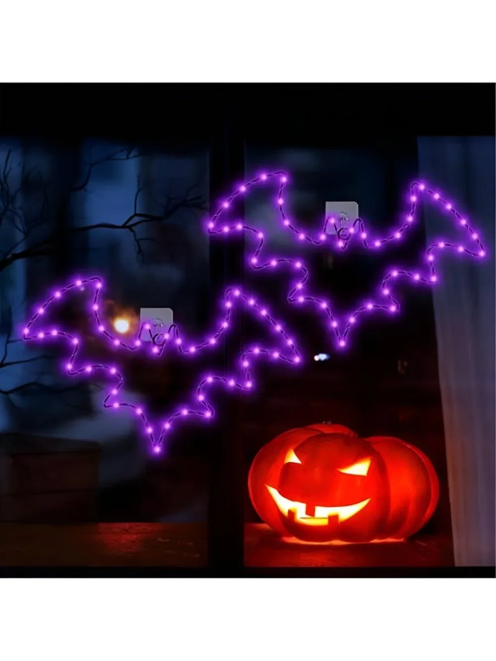 Halloween Window Lights, 2 Pack LED Waterproof Timer Indoor Decor